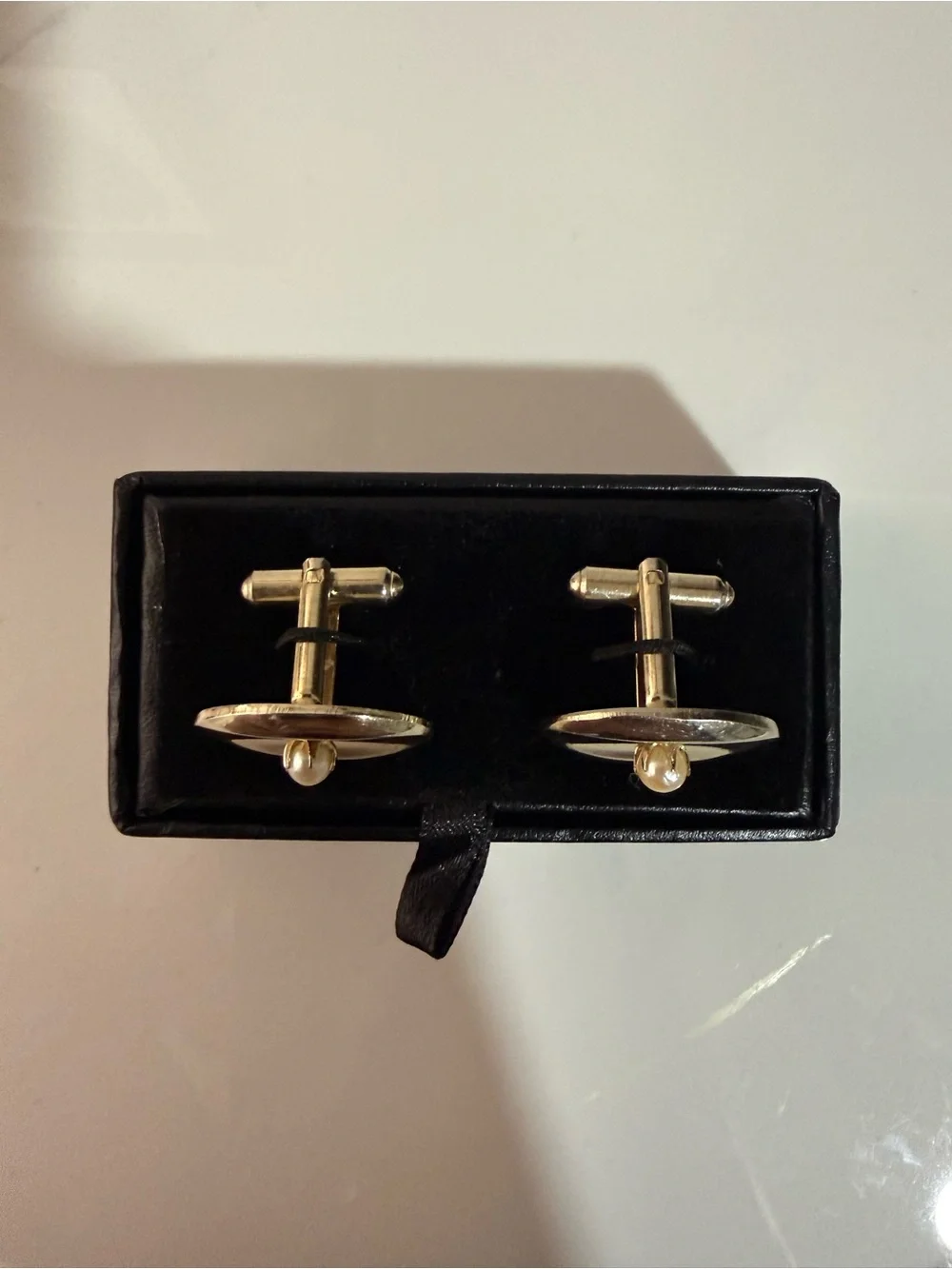 Oval Cufflinks with Pearl Accent